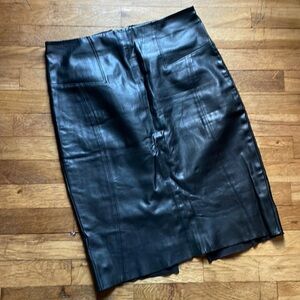 Vintage Express Raw Hemmed Faux Leather Skirt